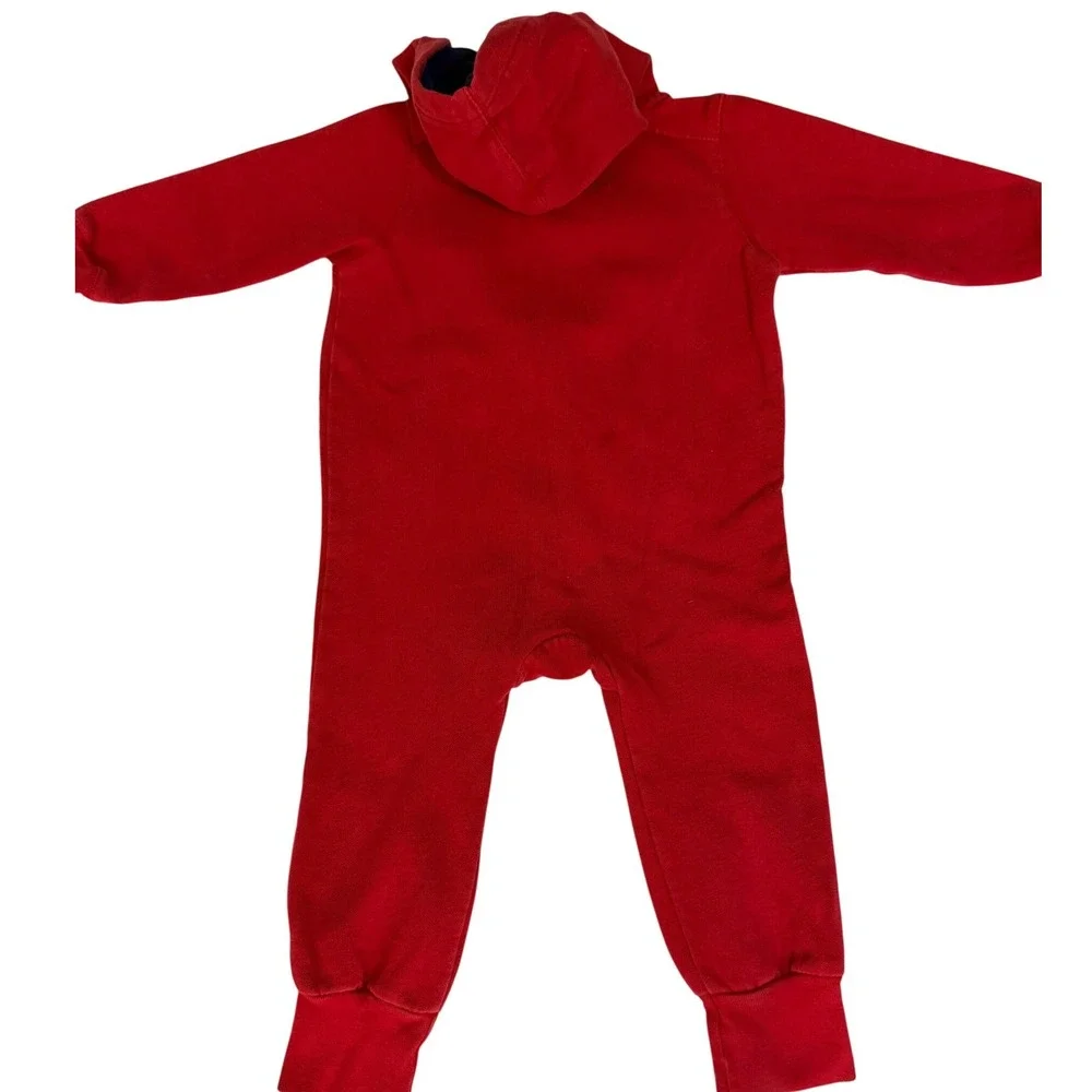 OshKosh Zip Up Hoodie 24M Red Logo Patch Cotton Blend Fleece